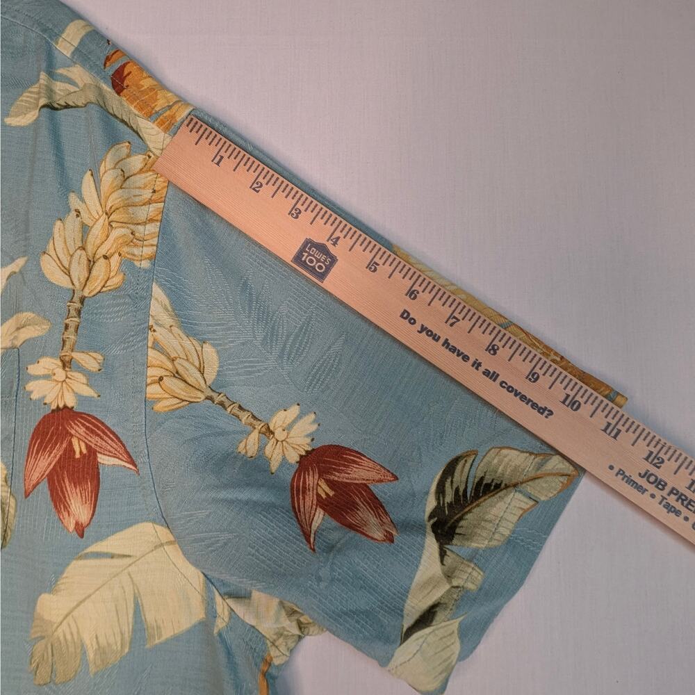 Tommy Bahama Shirt Mens XXL Blue 100% Silk Banana Leaf Tropical Hawaiian Camp - Picture 7 of 11